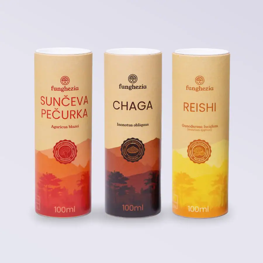Sredstvo od Sunčeve pečurke, Chaga i Reishi, organski su dodaci za imuni sustav i zdravlje.